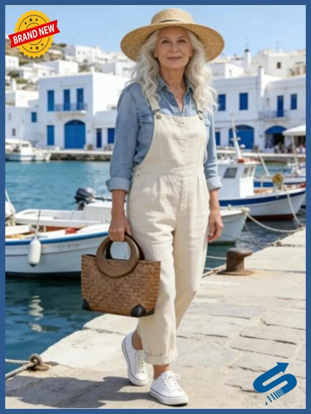 Handwoven Rattan Straw Tote Bag with Wood Handle Summer Beach Travel Bag